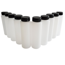 Load image into Gallery viewer, kelkaa 8oz HDPE Plastic Squeeze Bottles with Black Flip Top Caps