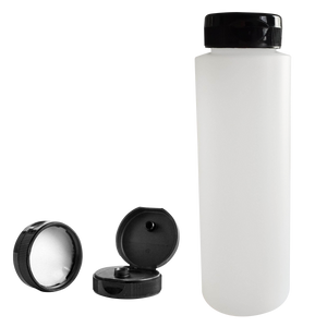 kelkaa 8oz HDPE Plastic Squeeze Bottles with Black Flip Top Caps