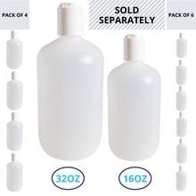 Load image into Gallery viewer, kelkaa 16oz Boston Round Plastic Bottles with White Press Caps - 28/410 Size (Pack of 6)