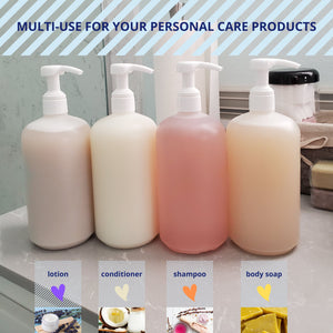 kelkaa 16oz Boston Round Bottles with White Smooth Lotion Pump - 28/410 (Pack of 4)
