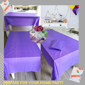 kelkaa 6 Pack Plastic Table Cover for Any Party Theme - 54" x 108" (Purple)