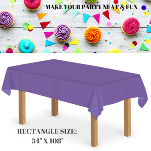 kelkaa 6 Pack Plastic Table Cover for Any Party Theme - 54" x 108" (Purple)