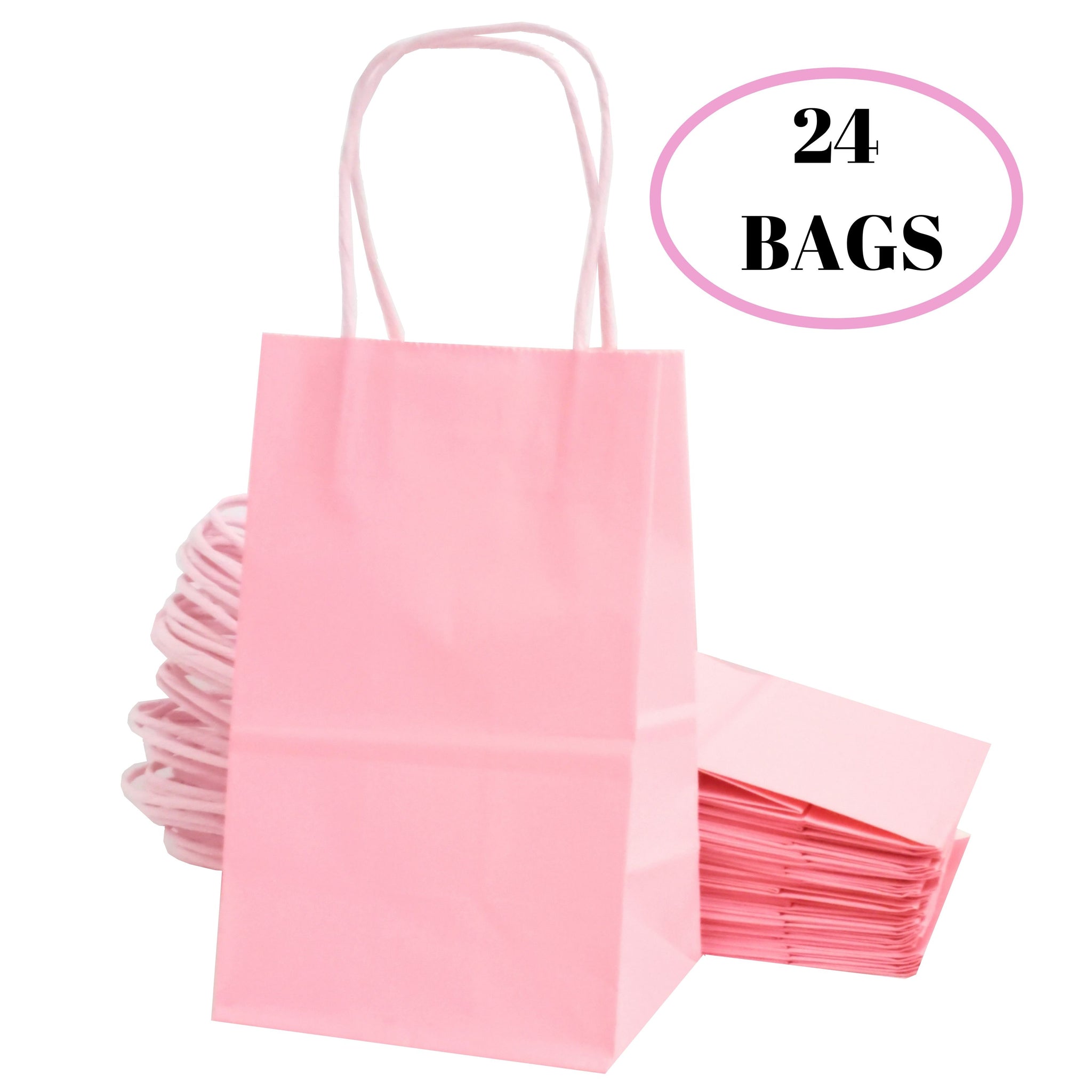 Amazon.com: AZOWA Gift Bags Pink Kraft Paper Bags With Handles (10.6 x 4.3  x 8.2 in, 12 CT) : Health & Household