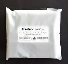 Load image into Gallery viewer, kelkaa 1oz HDPE Plastic Bottles with Black Press Caps (Pack of 12)